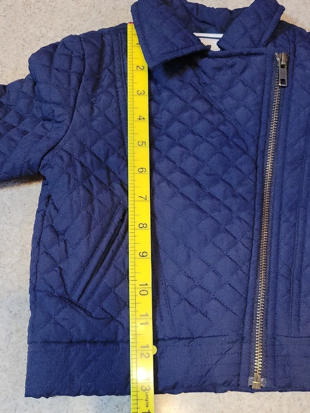 Gymboree Quilted Asymmetrical Zip Navy Jacket Size XS
